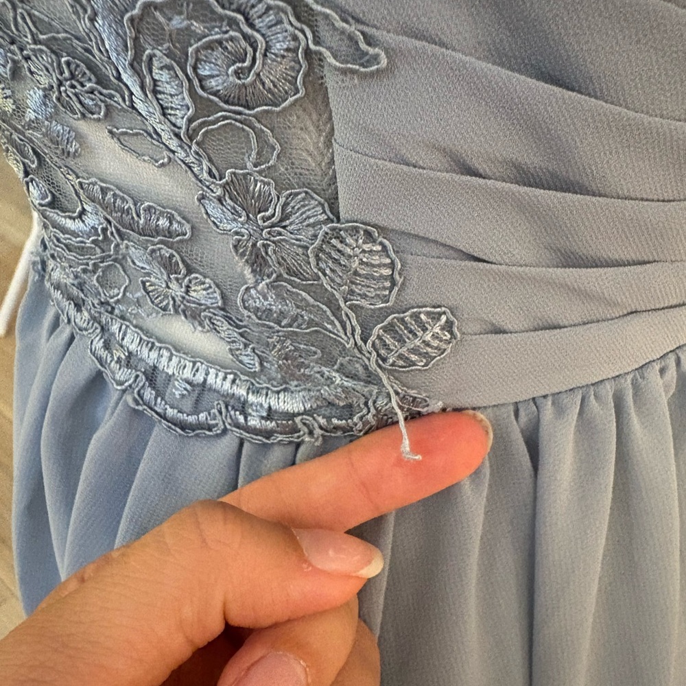 Azazie Blue Ruched Sweetheart Maxi Gown - Picture 8 of 10